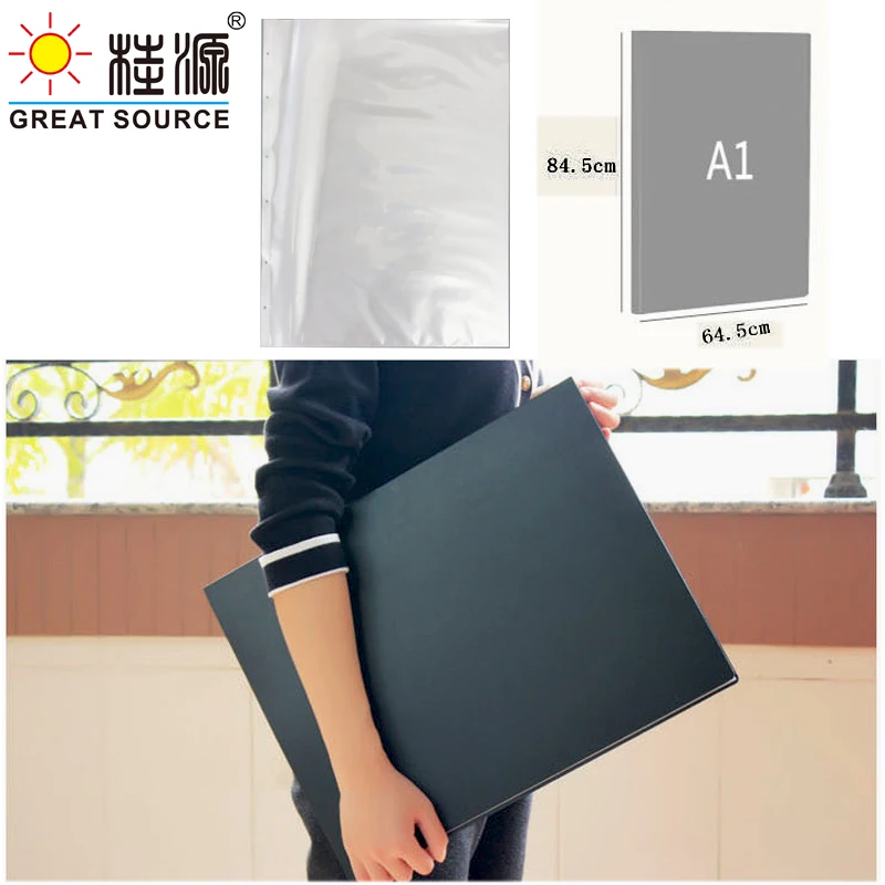 MQQ 2K Display Book Drawing Presentation Book 10 Transparent Pockets Folder 645*845mm(25.39\