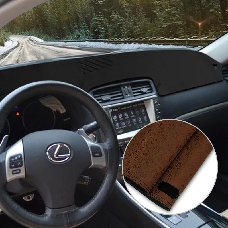 1PCS Car Interior Leather Dashmat Dash Mat Black For Lexus IS250 IS350 2006-2011 Dashboard Cover Pad Car Lexus Accessories