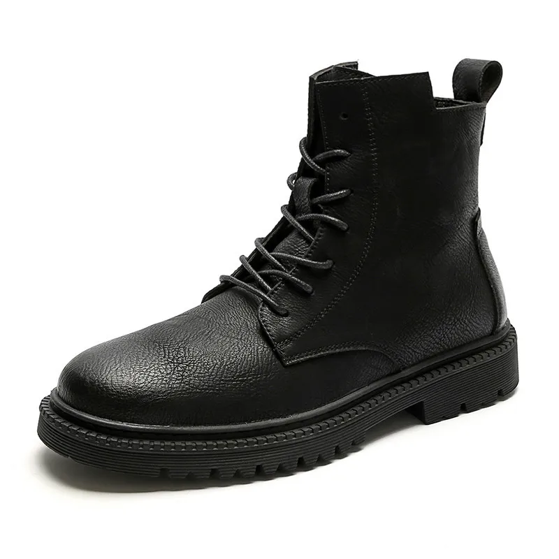 British style mens boots casual autumn winter shoes black genuine leather botines hombre platform cowboy botas masculina zapatos