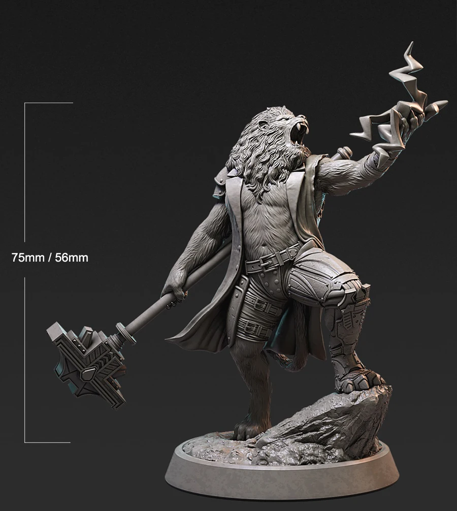 

1/24 75mm 1/32 56mm Resin Model Kits Lion Man Warrior Figure Unpainted No Color RW-297