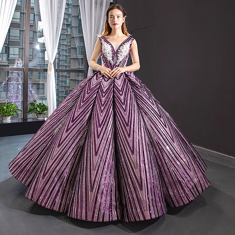 Romantic Elegent Maternity Prom Dresses Long Purple sequins Gorgeous Ball Gown Vestido De Noche Abiti Da Cerimonia Jurken Robe