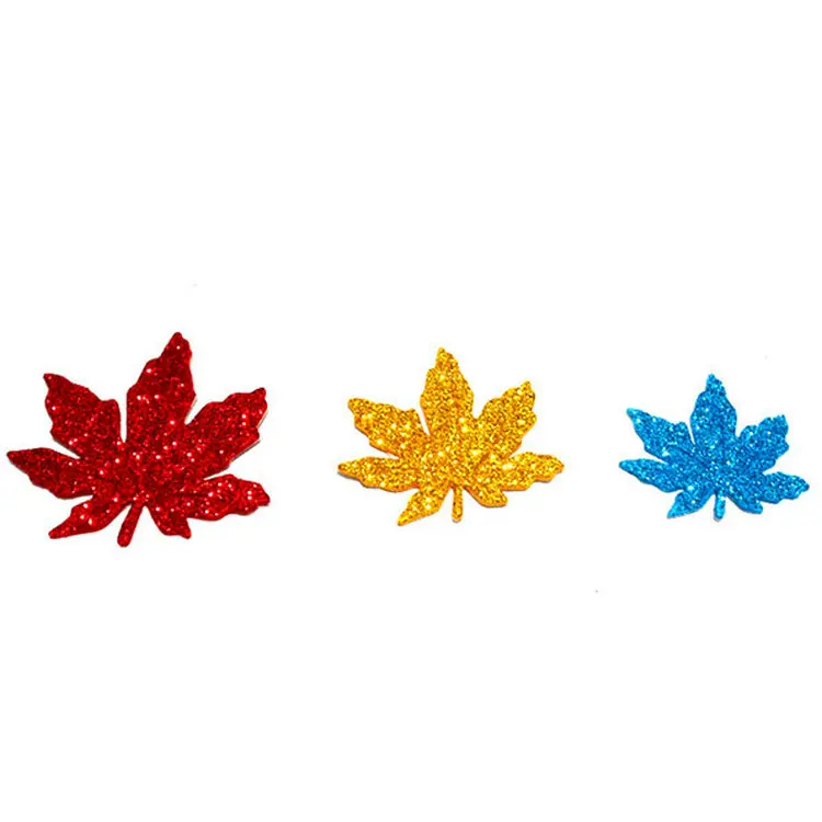 1bag/LOT.Glitter maple leaf foam stickers Creative Early learning educational toys Room decoration Autumn arts and crafts  DIY