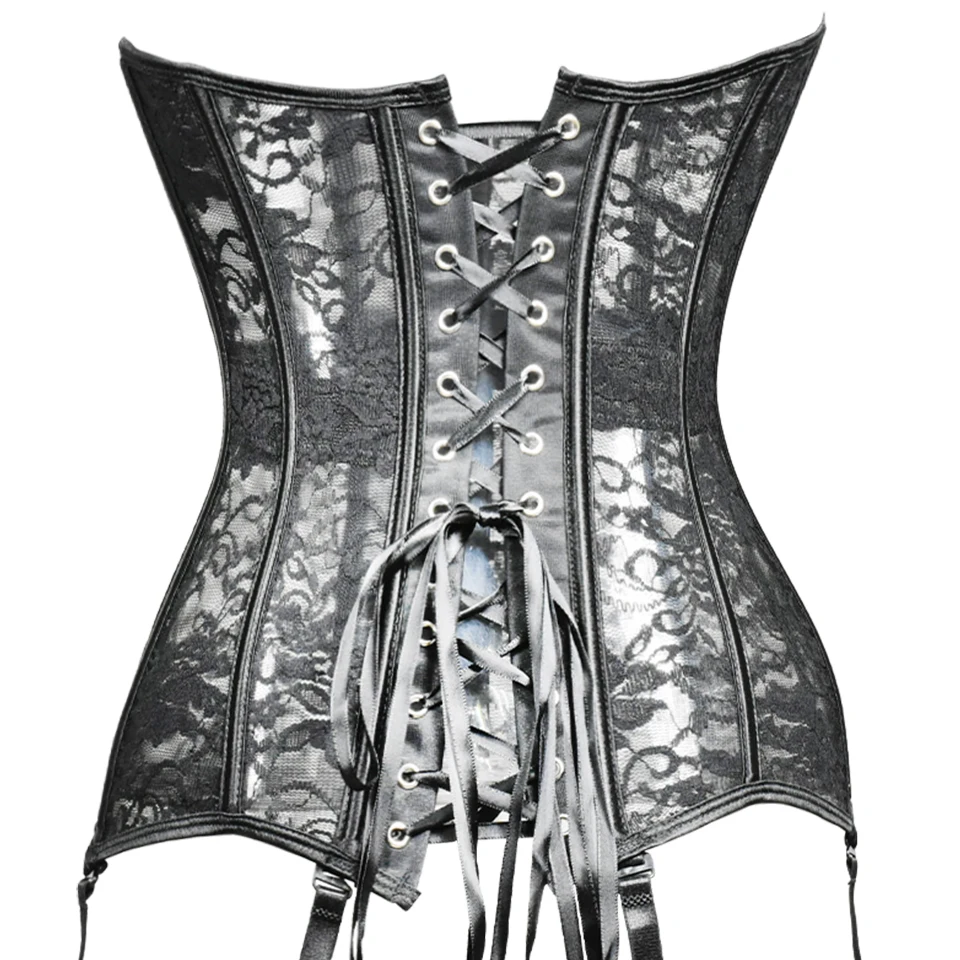 Unterbrust-Taillenkorsett-Oberteile mit Strumpfhaltern, Spitzen-Modellierungsgurten, Bauchgürtel, Korsett S-6XL, Shapewear, sexy Dessous – Detail 6