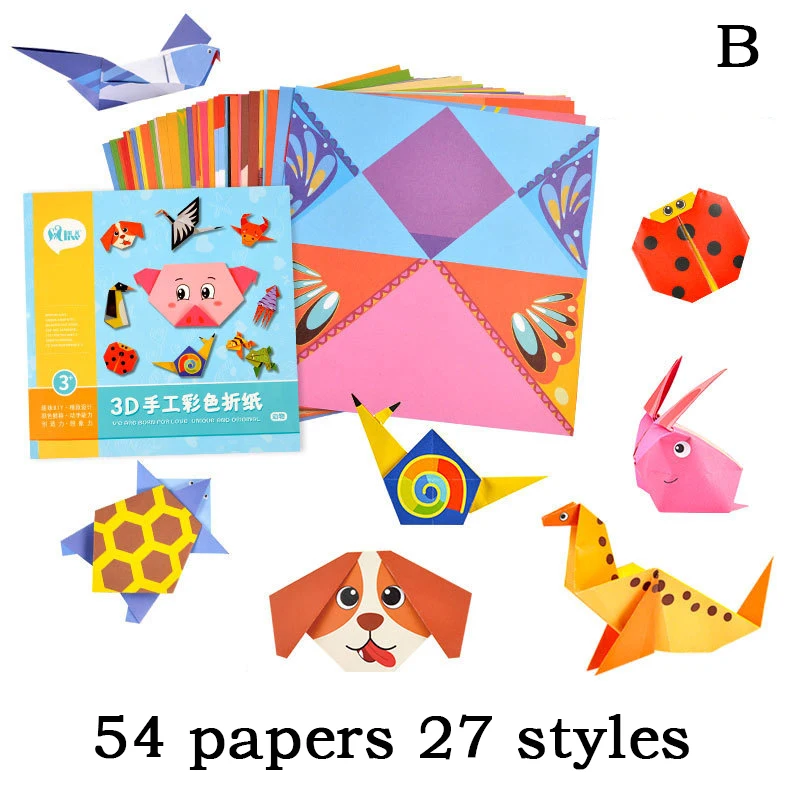 Kids Origami Kit 3D Cartoon Animal Origami Book Double Sided Origami Papers for Beginners School Craft Lessons Children DIY Toys