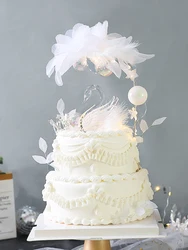 Crystal Swan Valentines day Wedding decorations Cake Happy Birthday Crown Cake Topper Valentine's Princess Girl Beauty Party