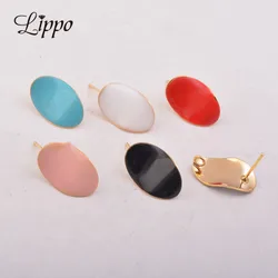 20pcs High Quality Gold Enamel Earring Setting Charms Winding Oval-shaped Connector Earring Base Pendant DIY Women's Jewelry