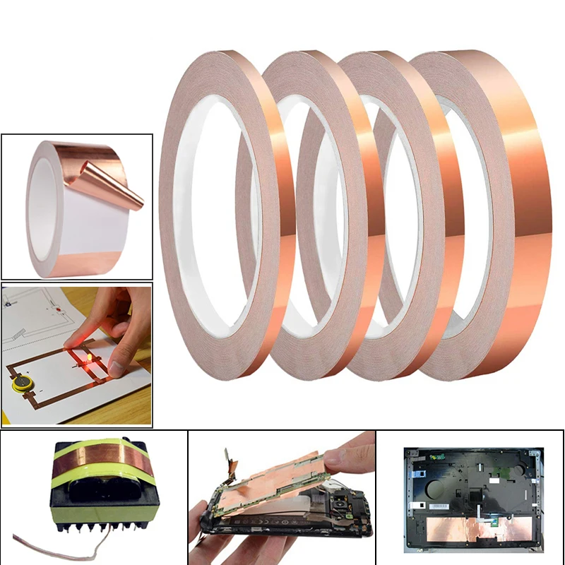 30M Single Side Conductive Copper Foil Tape with Conductive Adhesive Shielding Tape Stain Glass Home Appliance DIY Copper Tape