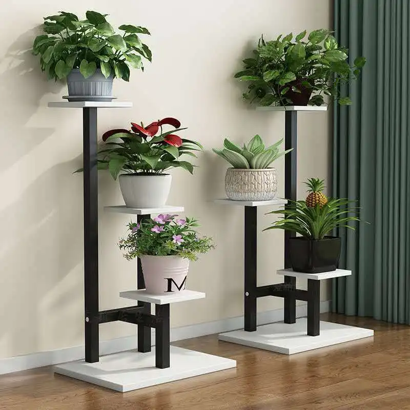 Display Iron Flower Stand Multiple Flower Pot Holder Shelf T-shape Plant Stand Rack Storage Holder Shelf Home Balcony Garden