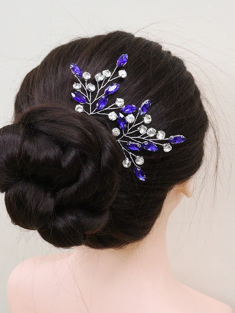 Floral Blue popular hair clip Wedding hair clip Rhine-diamond hair clip Crystal hair cli