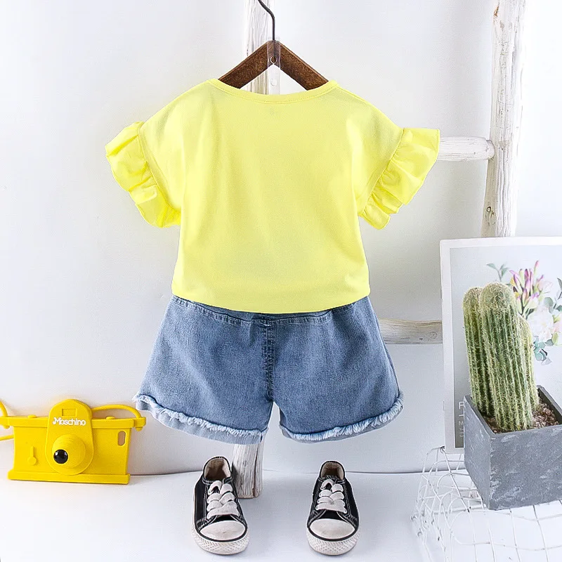 New Summer Fashion Baby Girl Clothes Suit Children Cute T-Shirt Shorts 2Pcs/Sets Toddler Casual Costume Outfits Kids Tracksuits