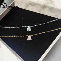 DUOYING 2021 Enamel Name Necklace Single Letters Choker Women Personalized Custom Name Necklace Zircon Pendant Necklace Gift