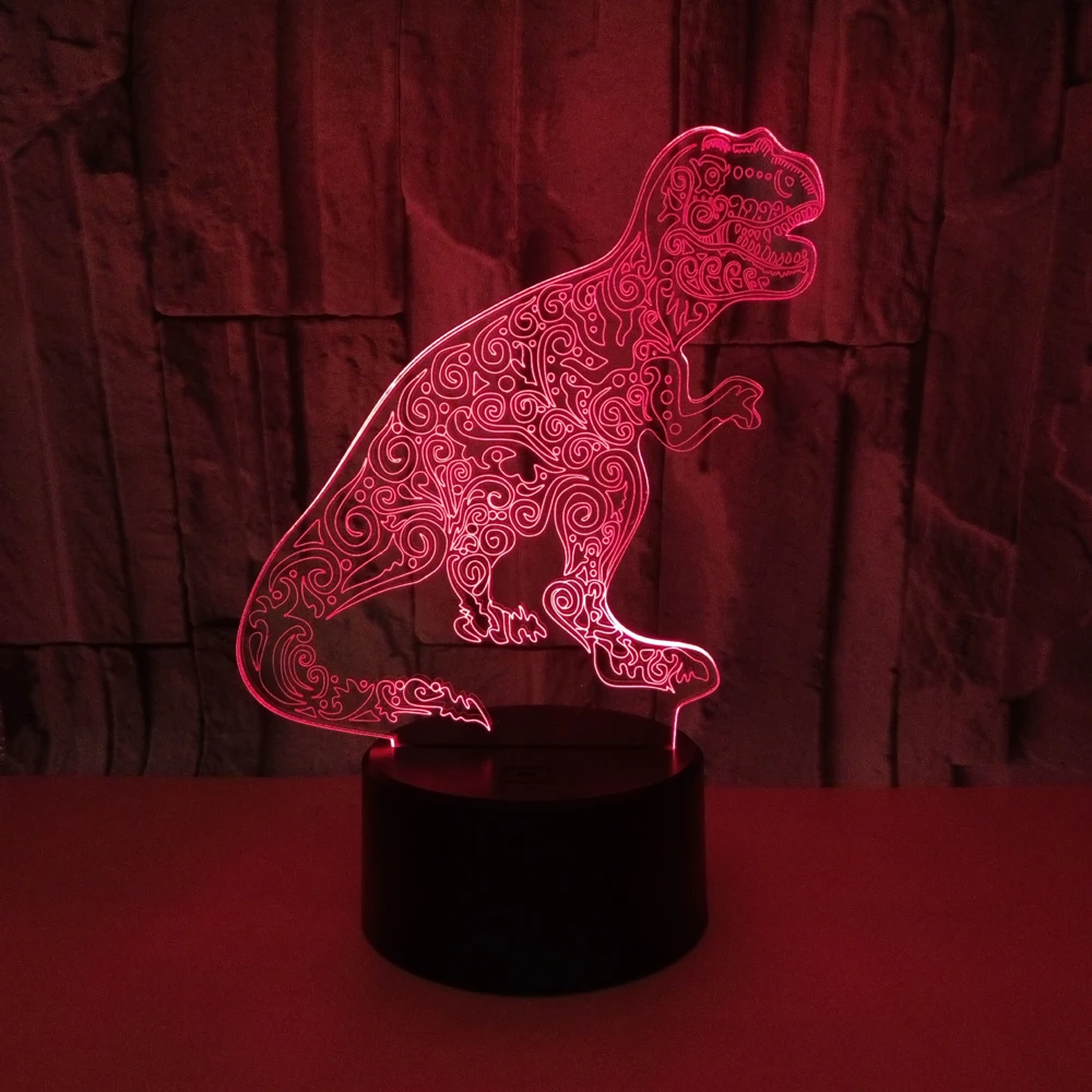 

3D Иллюзия ночные светильники в натуральную величину модель динозавра трогательно светодиодный лампы Детские Украшения в спальню огни с пультом дистанционного управления Управление