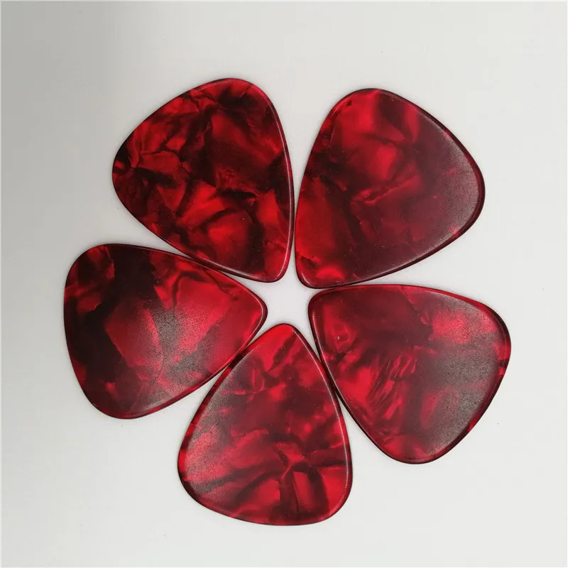 Bulk Blank Pearloid Red Celluloid Guitar Picks, Plectrum Mediator for Bass, Ukulele, 0.46mm, 0.71mm, 1.0mm, 0.96mm, 200Pcs