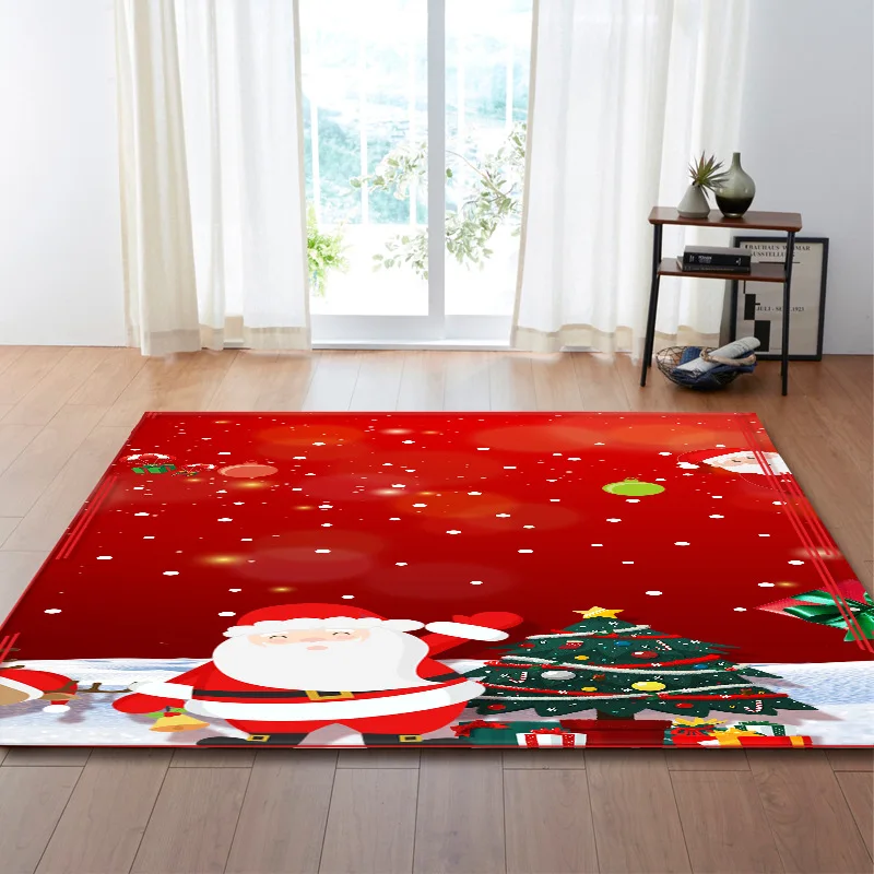 RULDGEE Polyester Christmas Rugs Carpet for Living Room 3D Santa Claus Carpets Kids Room Play Mat Christmas Decoration Rugs