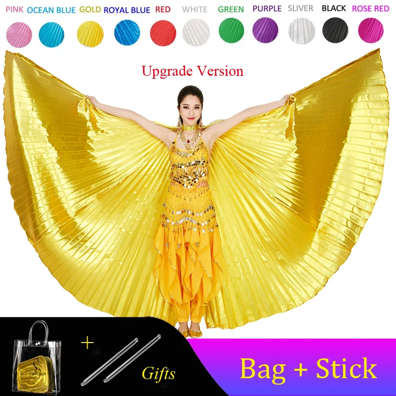 

2022 Belly Dance Isis Wings Belly Dance Accessory Bollywood Oriental Egypt Egyptian Wings Costume With Sticks Adult Women Gold