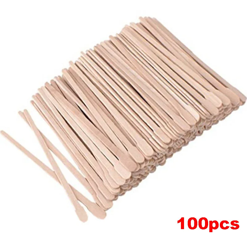 100PCS donna bastoncini per la depilazione del corpo in legno ceretta ceretta bastoncini usa e getta kit da toeletta di bellezza spatola per lingua in legno