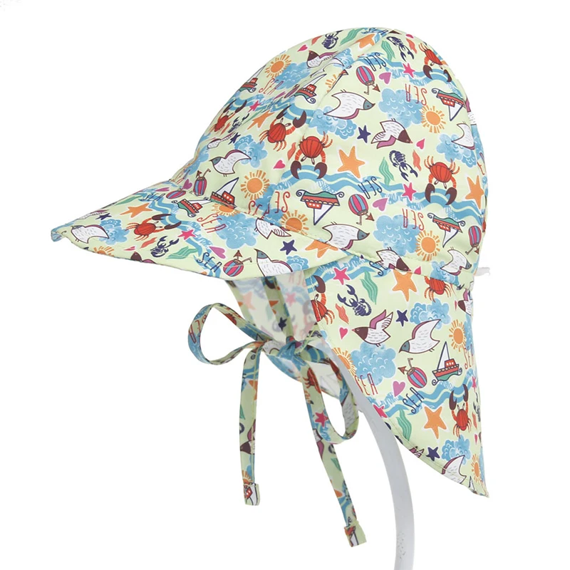 Brand Baby Kids Swimming Cap Summer Cartoon Sun Protection Beach Sun Hats Waterproof for Boys Girls Children Outdoor Hat