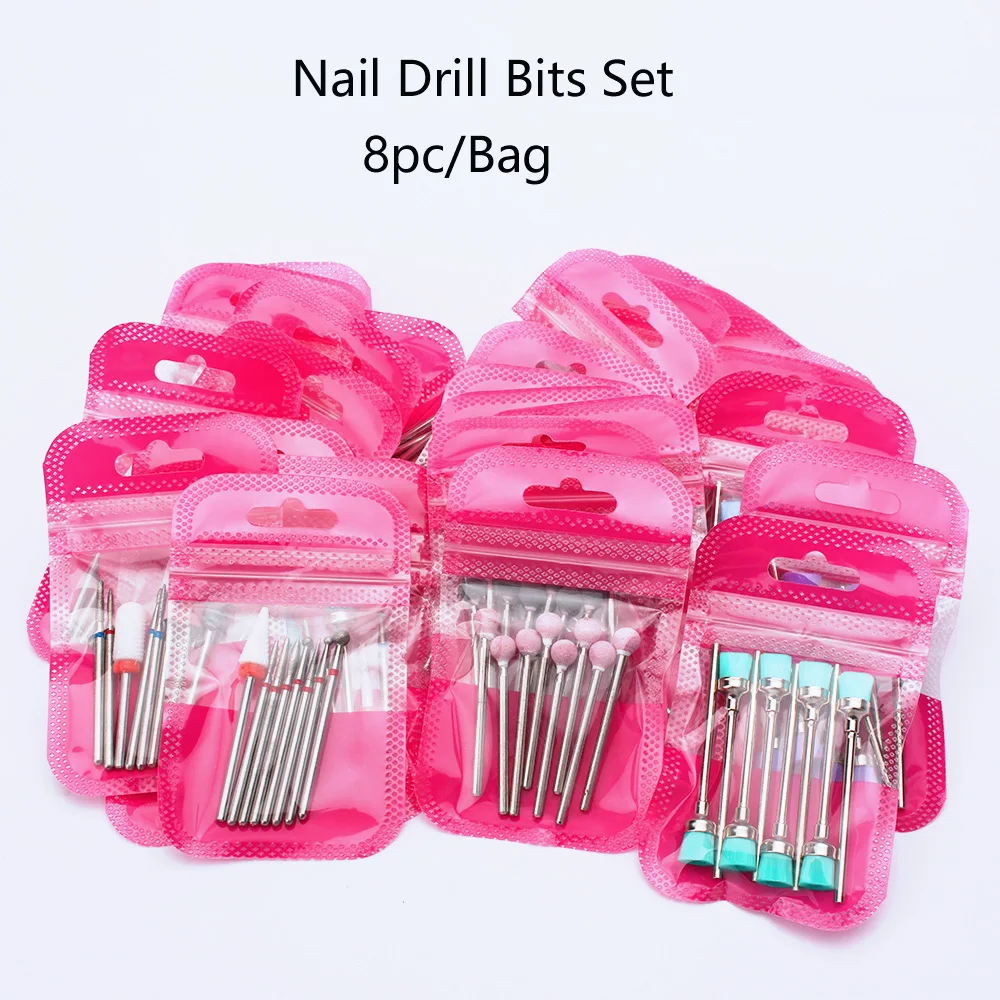 8 Stuks Keramische Nail Boor Frezen Voor Elektrische Manicure Polijsten Bits Schoon Cuticle Manicure Gereedschap Nail Accessoires