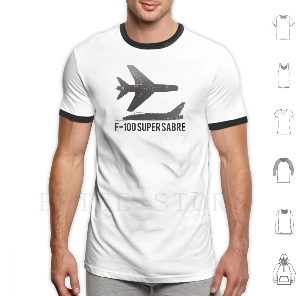 F-100 Super Sabre Jet Fighter Plane T Shirt Men Cotton 6xl Airplane Lover Aviation Lovers Military Diagram War Warfare