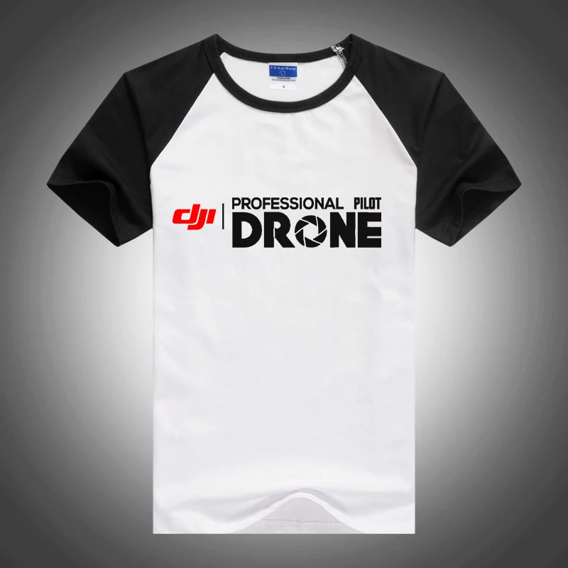 Dji Professional Pilot Drone 2021 Men‘s New Summer Fashionable T Shirts Block Round Neck Short Raglan Sleeve Casual Sports Tops
