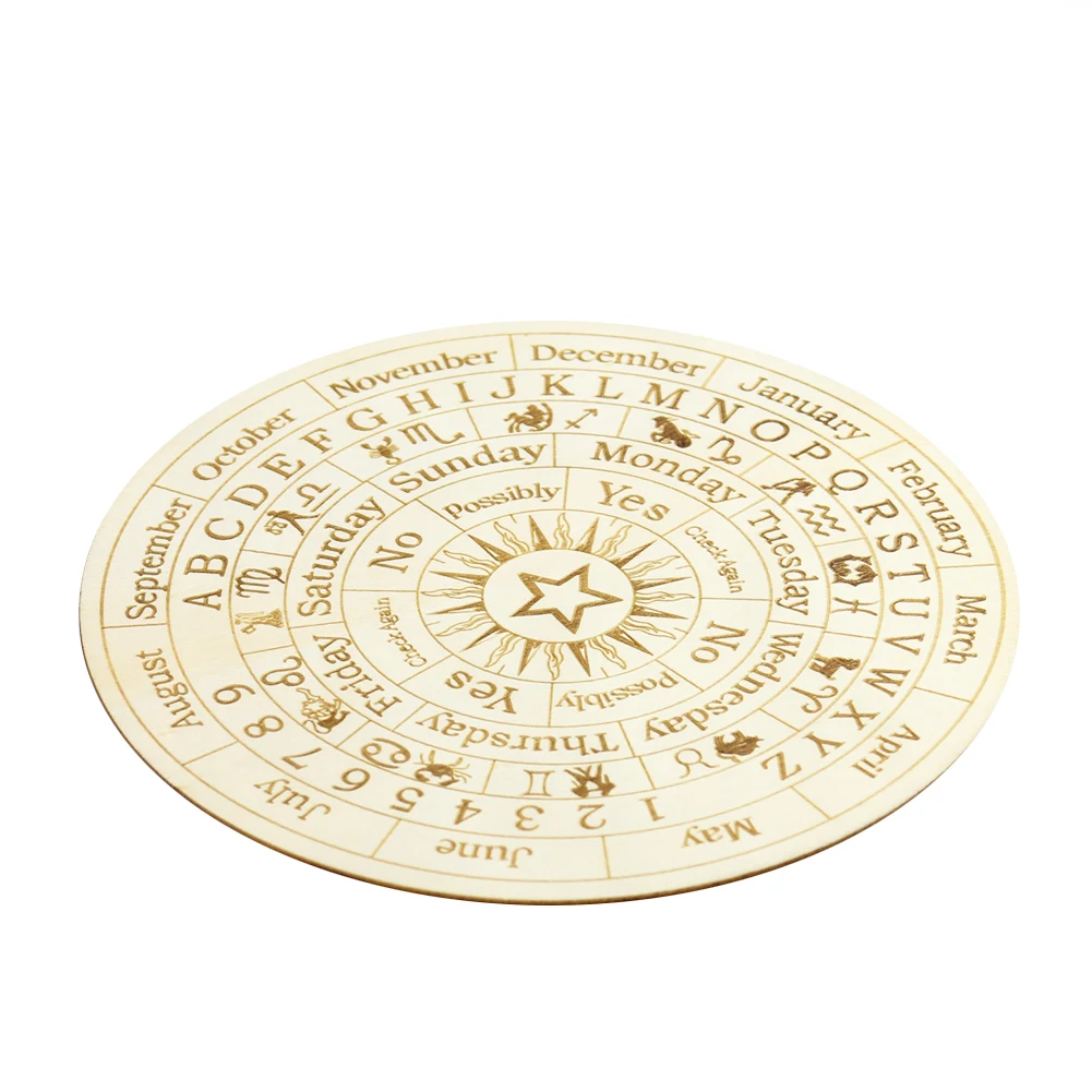 Image 6: Planche à pendule de Divination en bois, douze Constellations, signe, décoration de maison, étoile, soleil, lune, autel, panneau d'affichage, dessous de verre de méditation, artisanat