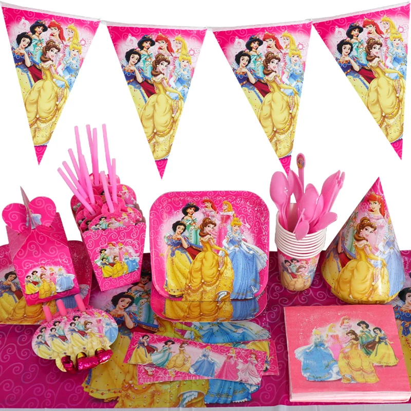 Disney Princess Snow White Disposable Party Tableware Supplies Children's Birthday Supplies Cup And Tray Tissue