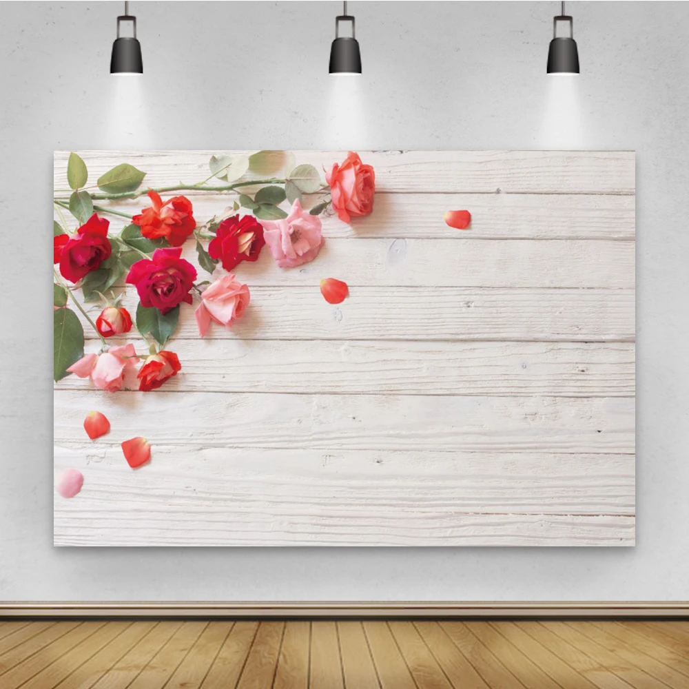 Yeeleバレンタインの花木製ボード花びら写真撮影の背景写真の装飾写真スタジオの背景