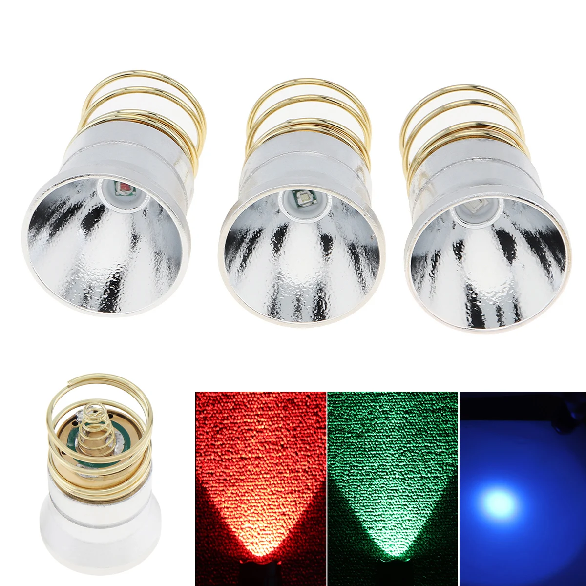 3V-8.4VColored  LED Flashlight Bulbs 1 Mode P60 Drop-in Lamp Cap Replacement Reflector for 6P C2 D2 G2 Z2 / 501B 502B 501A 502D