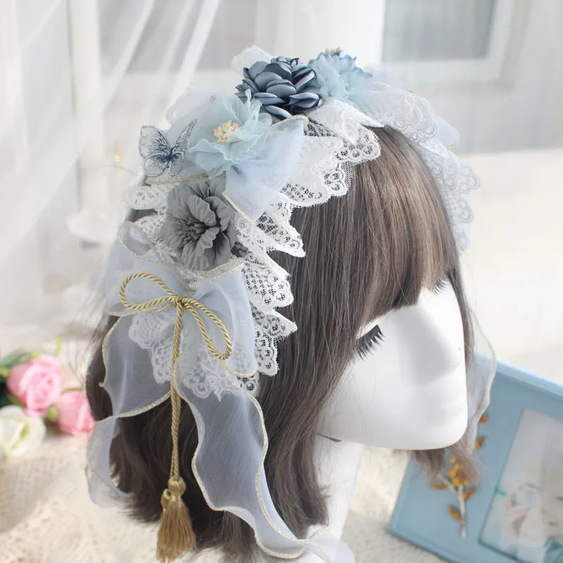 Original Design Hand-Made Nanguo Twilight Butterfly Small Object Lolita Gorgeous Hair Band Side Clip Veil