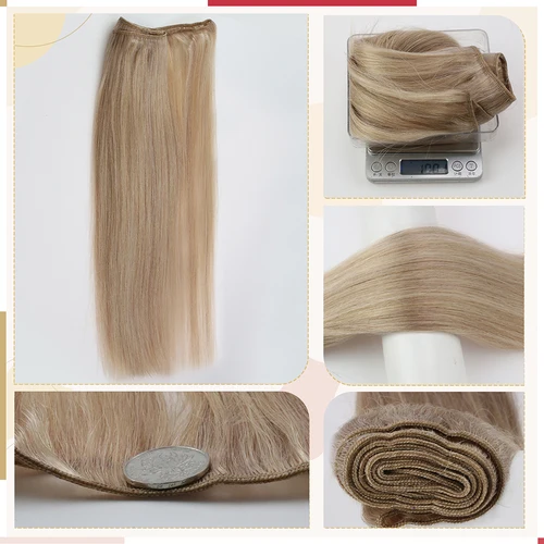 Imagen 2 del producto Moresoo-extensiones de cabello para coser, extensiones de cabello humano mechones, máquina de cabello Remy, 100 gramos, doble trama, trama de cabello humano liso suave
