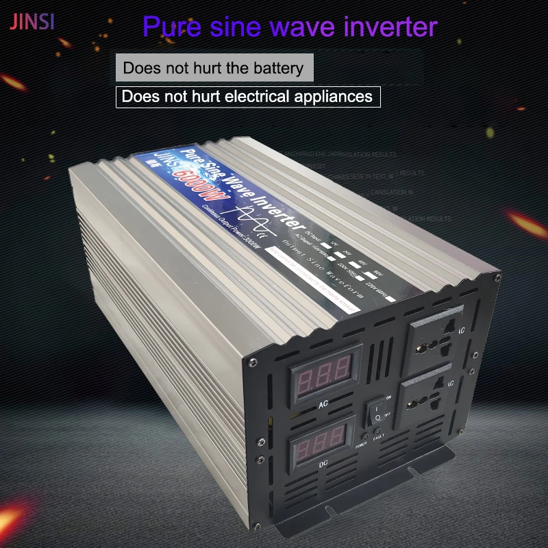 Imagem -02 - Inversor de Energia Solar de Onda Senoidal Pura Conversor de Carro Display Led Tensão dc 12v a 220v ac 12v 24v 48v 220v 5000w 6000w