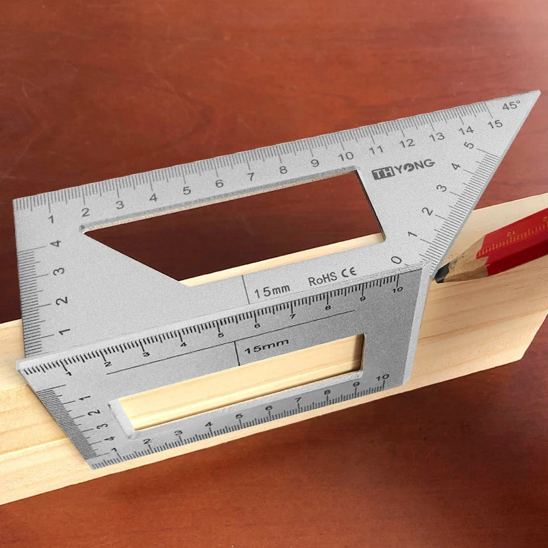 Metall lineal Werkzeug Lineal Multifunktionale Platz 45/90 Grad Gauge Winkel Lineal Mess Holzbearbeitung Werkzeug Winkel Mess Lineal