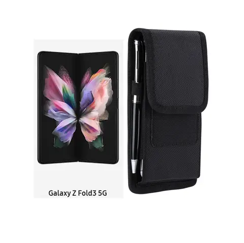 Étui à rabat en tissu Oxford pour Samsung Galaxy Z Fold 6 5 4 3 2, pochette de téléphone Galaxy Z Fold6, Clip de ceinture, sac de taille, housse de téléphone antichoc