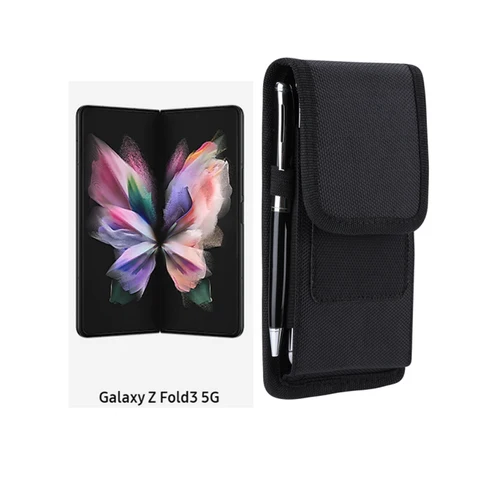 삼성 갤럭시 Z 폴드 6 5 4 3 2 용 옥스포드 천 플립 케이스 휴대폰 파우치, 갤럭시 Z 폴드 6 벨트 클립 허리 가방, 충격 방지 휴대폰 커버 