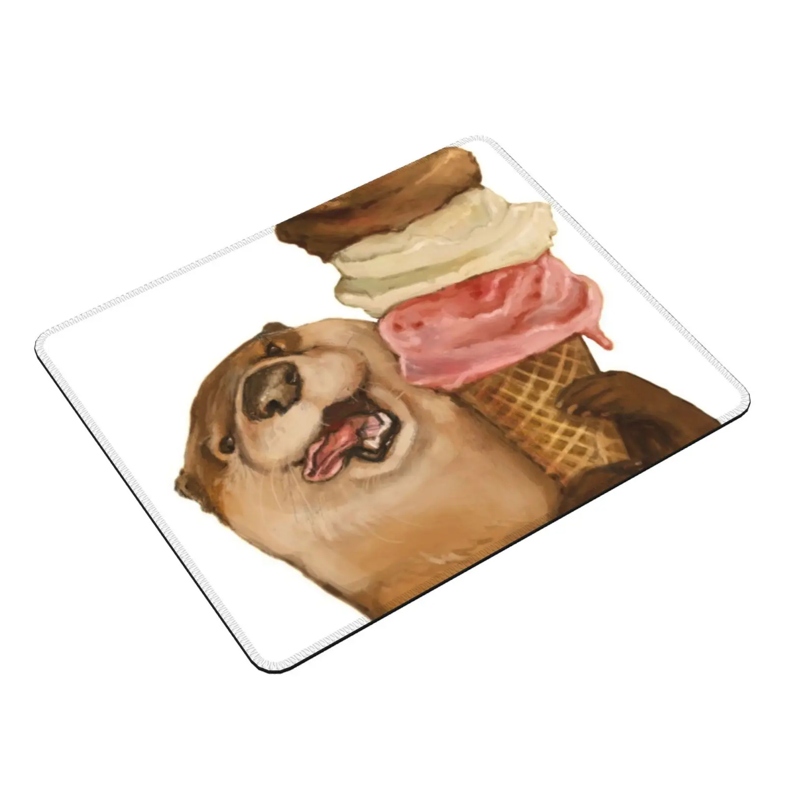 Time For A Treat Mouse Pad DIY Print Otter Ice Cream Humor