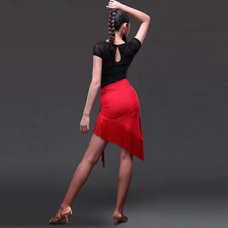 Latin Fringe Tango Rumba Cha Cha Ballsaal Kordelzug Tanzkleid Rock Square Dance Rot Latin Kleidung Frauen Latin Dance Kleid