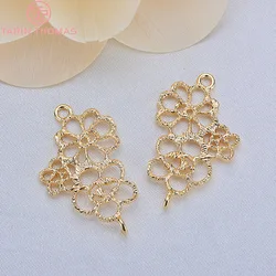 (1878)6PCS 28x17MM 24K Gold Color Brass 2 Holes 3 Flowers Connect Charms Pendants High Quality Jewellery Accessories