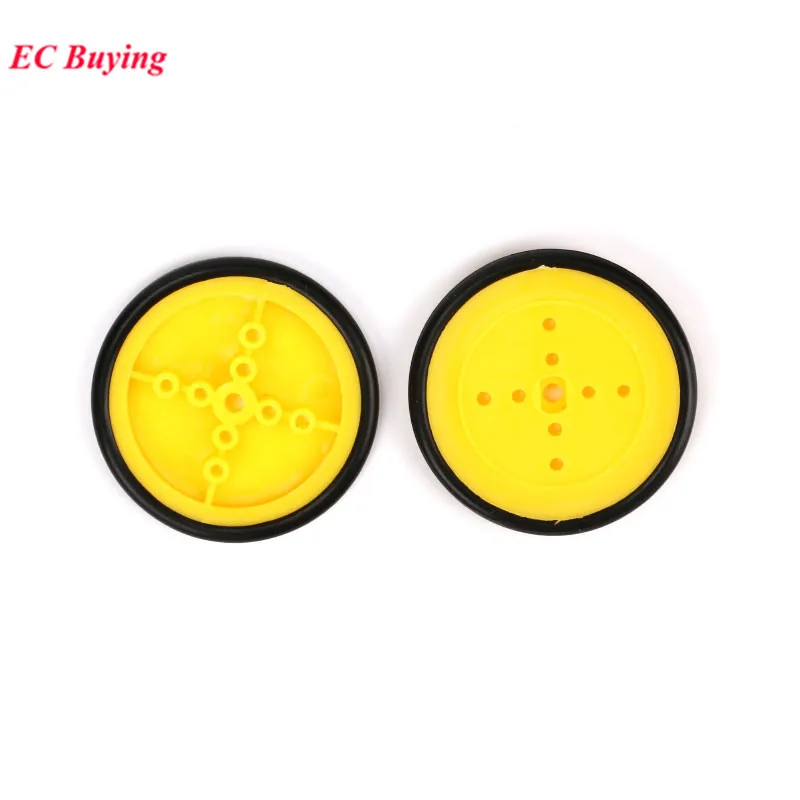 2-50Pcs Intelligent Small Smart Car Yellow Wheel Tire Chassis 40mm Plastic Robot Chassis Rubber Wheel for Toy car tires DC Motor