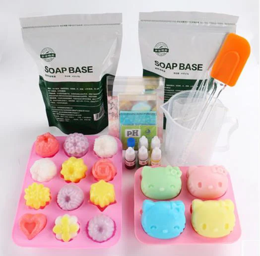 Healthy Food Grade Soft Silicone Handmade Soap Mold DIY Handmade Soap Material Package Set Mold Base Oil Bath Supplies LA438