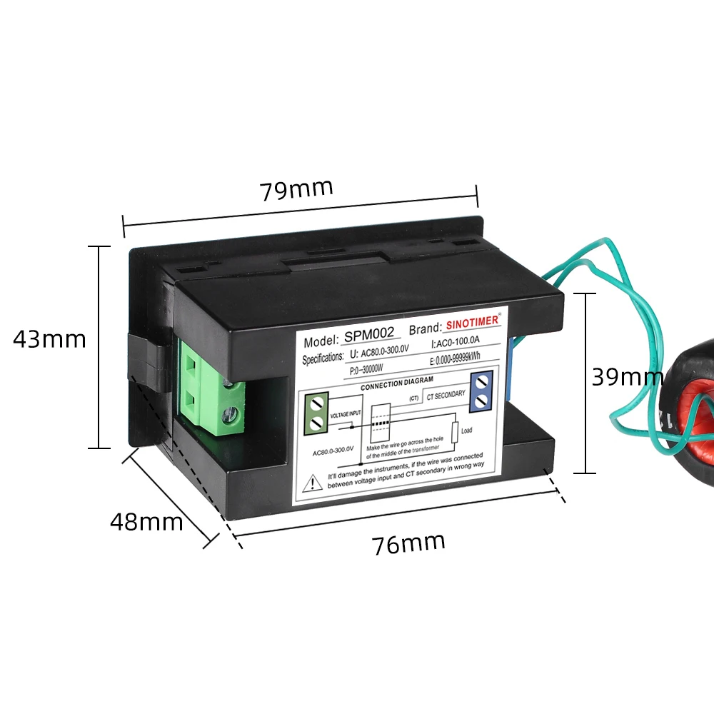 Colore HD LCD Display Panel Meter Energia Watt Meter con Voltmetro Amperometro Misuratore di Potenza AC 80-300V 300-450V 100A