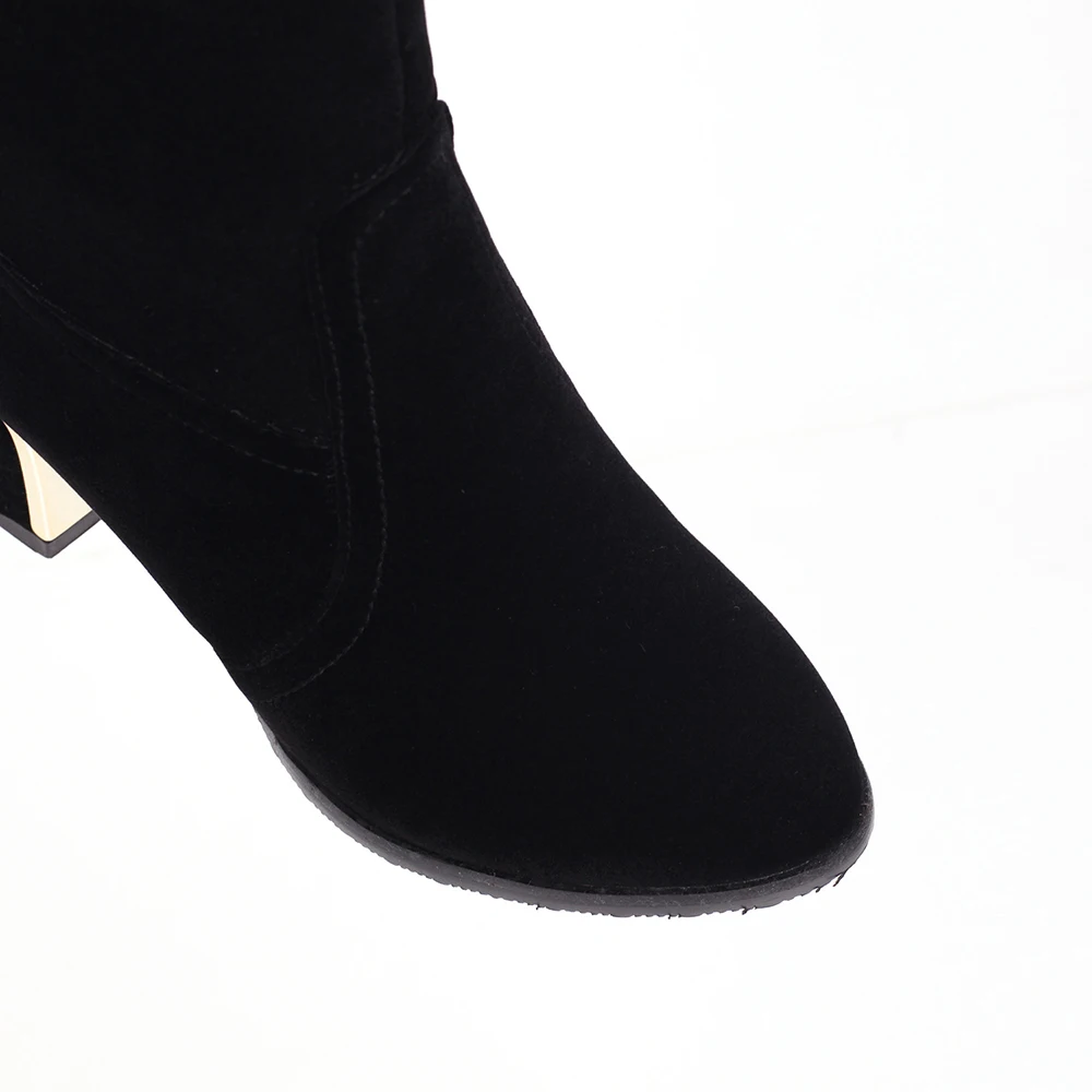 Botas hasta la rodilla elegantes, zapatos de Mujer a la moda, tacones altos, botas con borlas para fiesta de invierno, Bottine negro y rojo para Mujer, talla grande 32-43