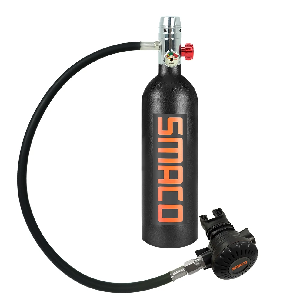 SMACO-S400 Mini Scuba Diving Tank Equipment, Cylinder with 16 Minutes Capability, 1 Litre Capacity, Refillable Design,