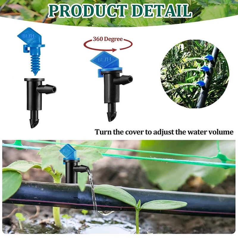 Drip Emitter Garden Flag Irrigação Dripper, árvores e shubs, Azul Preto, 2GPH, 60 pcs