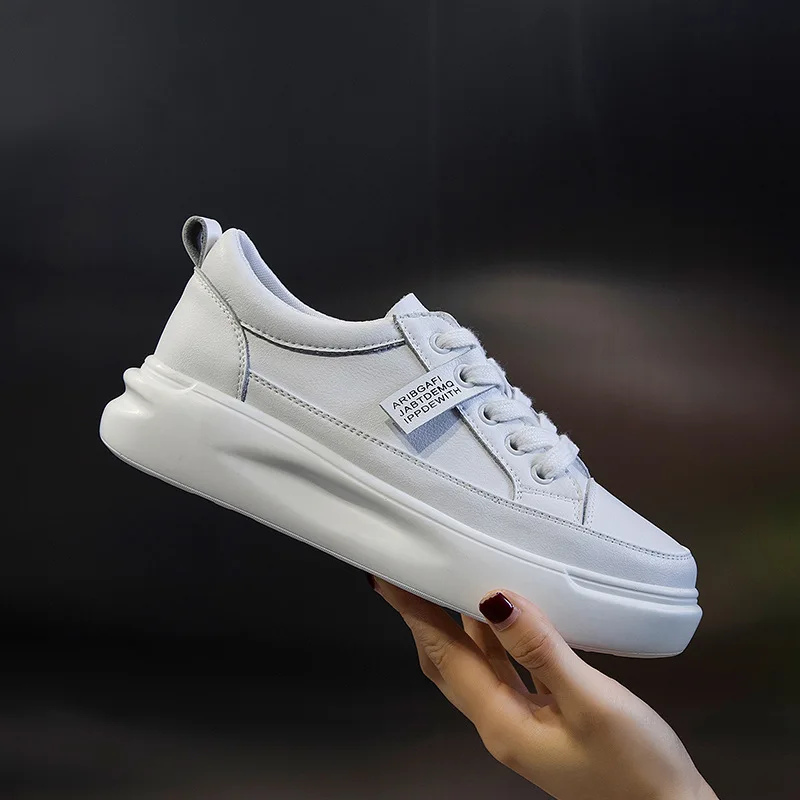 White Shoes Women\'s 2024 Trend Fashion Genuine Leather Designer Luxury Tennis Female Platform Flat Casual Sport Sneaker Woman 41