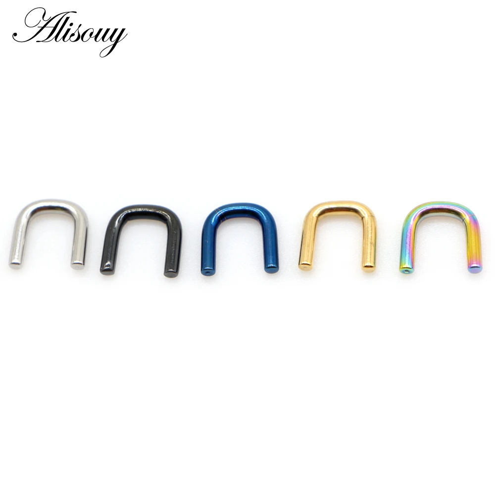 Alisouy 1pc U Shaped Stainless Steel Hiphop Rock Fake Open Septum Nose Ring Industrial Helix Tragus Ring Body Piercing Jewelry