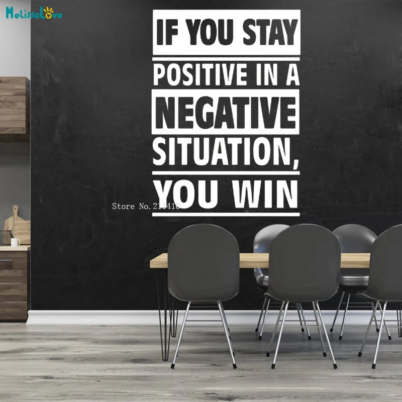 If You Sat Positive In A Negative Sityation You Win Wall Decals Inspirational Lettering Motivation Office Vinyl Sticker YT4120