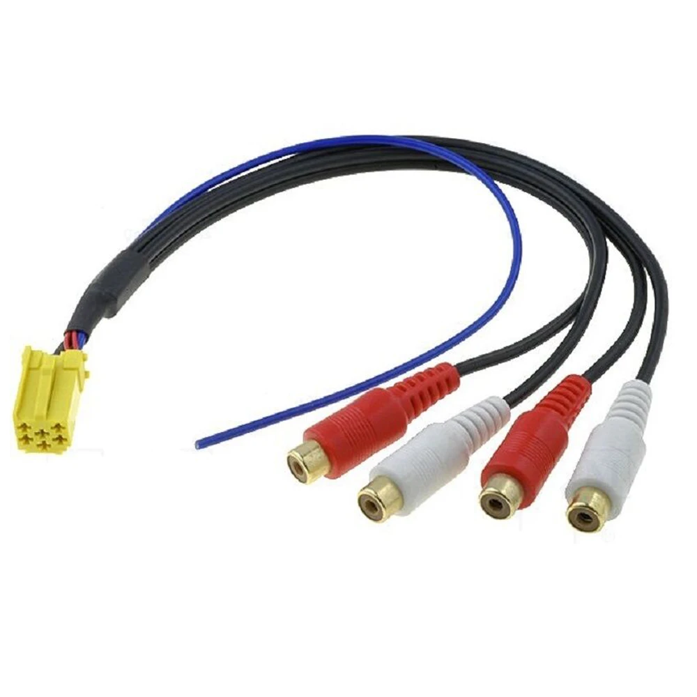 Mini 6-pinowy adapter ISO Aux Line Out 4 Chinch Kabel 4 RCA Plug dla VW Golf dla Skoda VDO dla Audi dla Ford