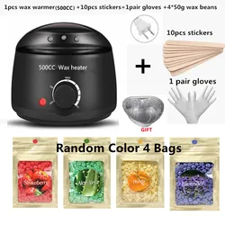 Electric 500/200cc   wax warmer  Hair Removal Wax- Heater Wax Beans 10pcs Wood Stickers Sets Waxing Kit cera depilator