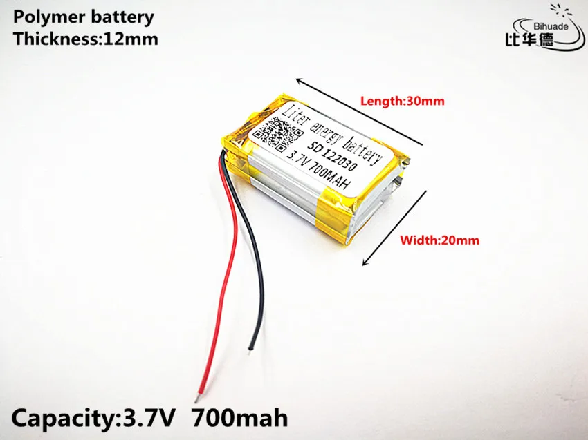 Good Qulity 3.7V,700mAH,122030 Polymer lithium ion / Li-ion battery for TOY,POWER BANK,GPS,mp3,mp4