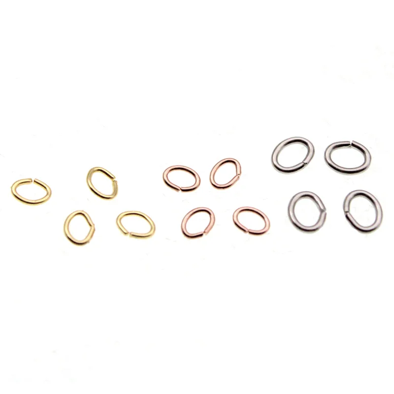 

100pcs/lot Rose Gold Stainless Steel Oval Jump Rings Split Ring Connector Fit DIY Necklace Bracelets Jewelry Making Materials